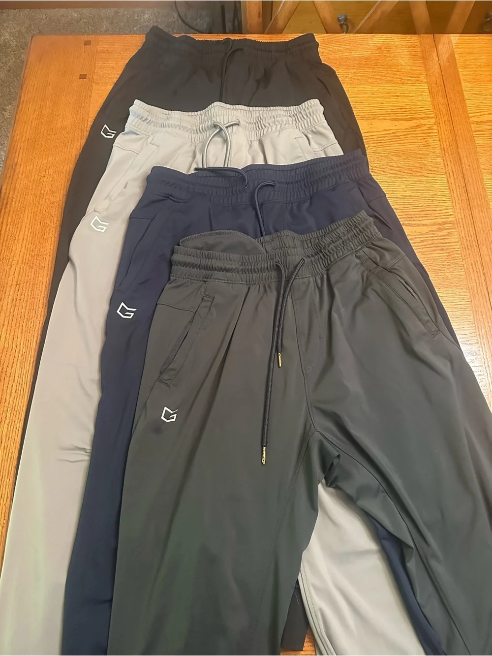 Men’s G Gradual athletic joggers 4 pairs- Black, Lt Gray, Navy, dark gray size S